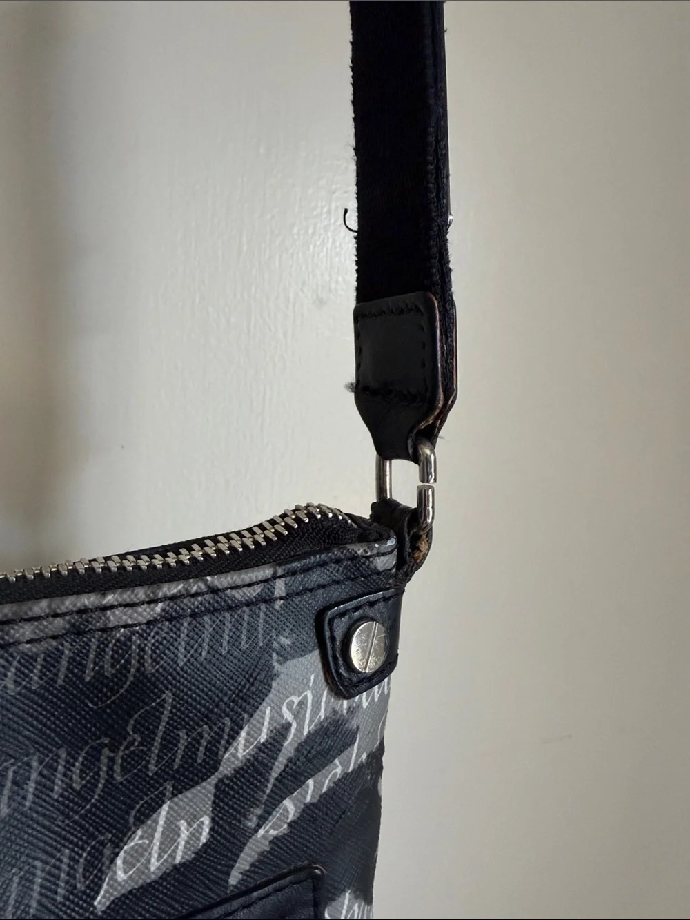LAMB Gwen Stefani Black Rose Print Crossbody Bag - adjustable strap